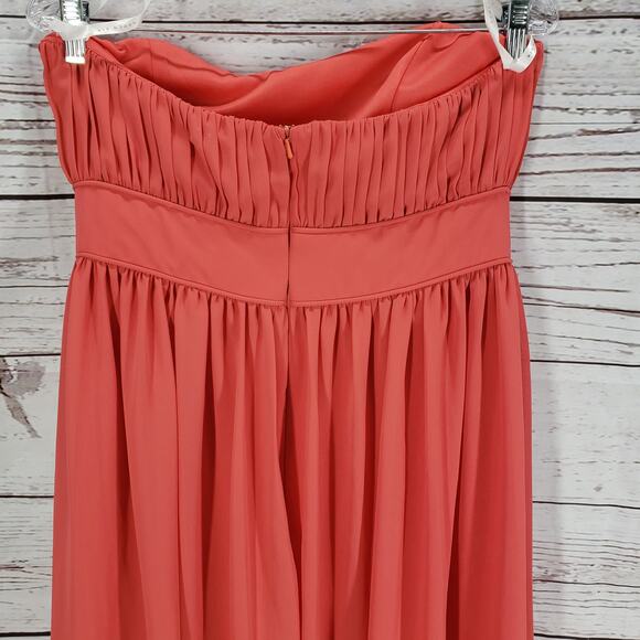 After Six Orange Strapless Tube Top Chiffon Formal Evening Dress Size 14 - Picture 8 of 11